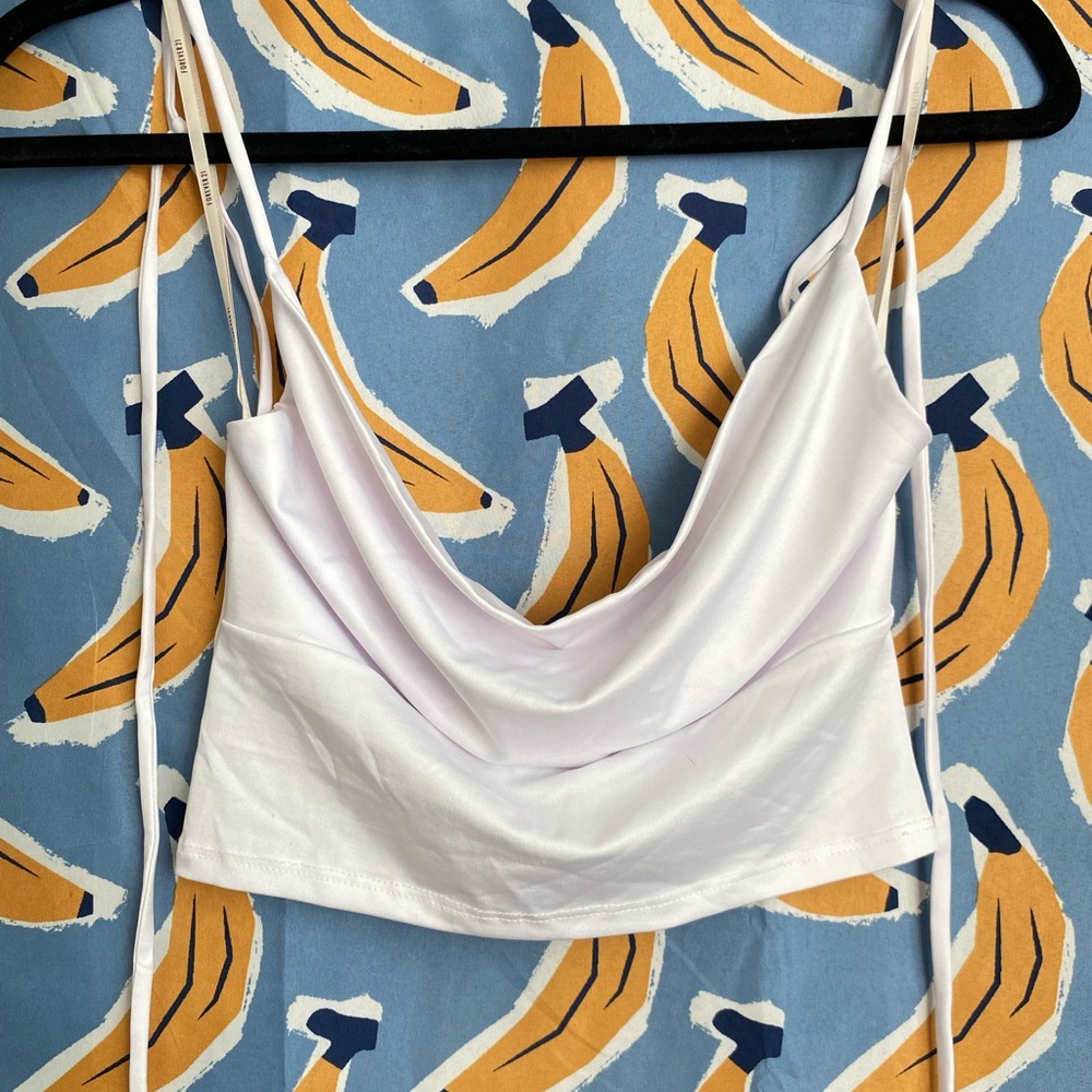 Forever 21 White Satin Crop Top